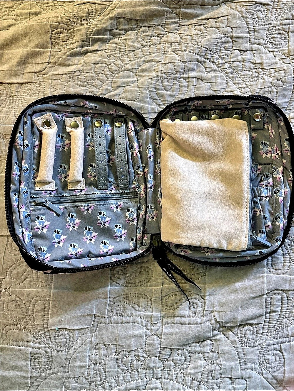 Vera Bradley Travel Jewelry Organizer Floral Blue & Pink Set